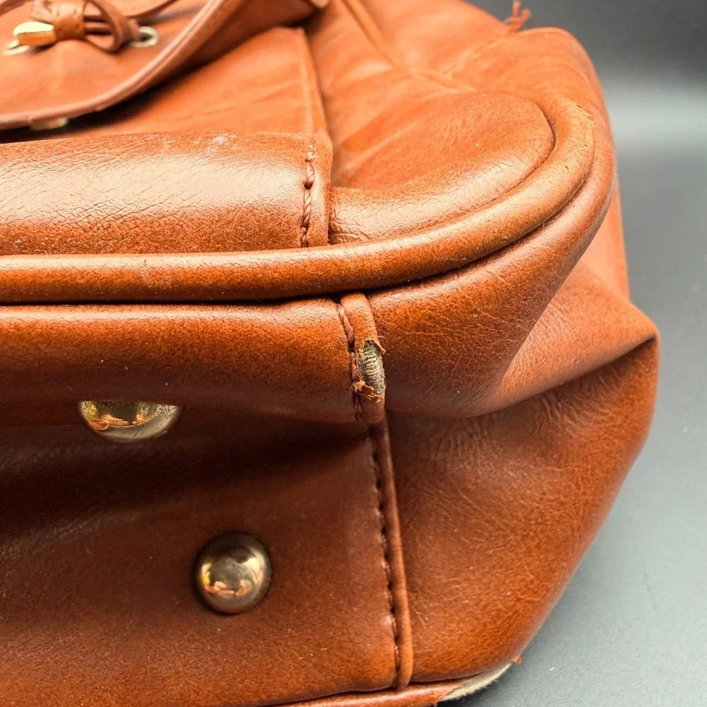 Coofit Backpack Bag Womens Brown Leather‎ Top Carry Handle Adjustable Straps